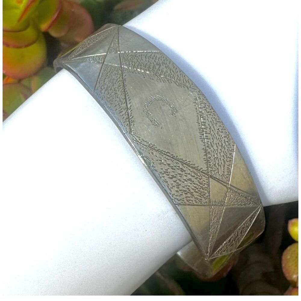 C Monogram silver tone  cuff bracelet